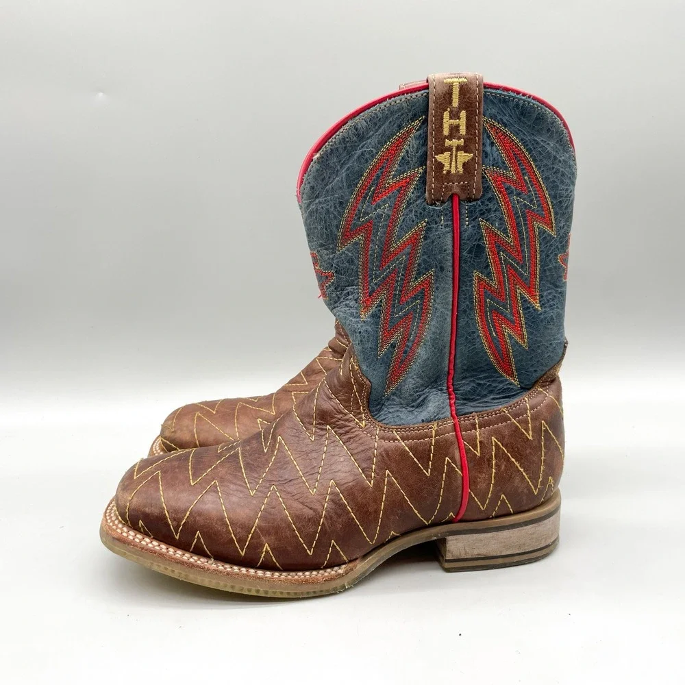 Tin Haul Kids 3 Lightning Fast Boys Western Cowboy Boots Brown Leather